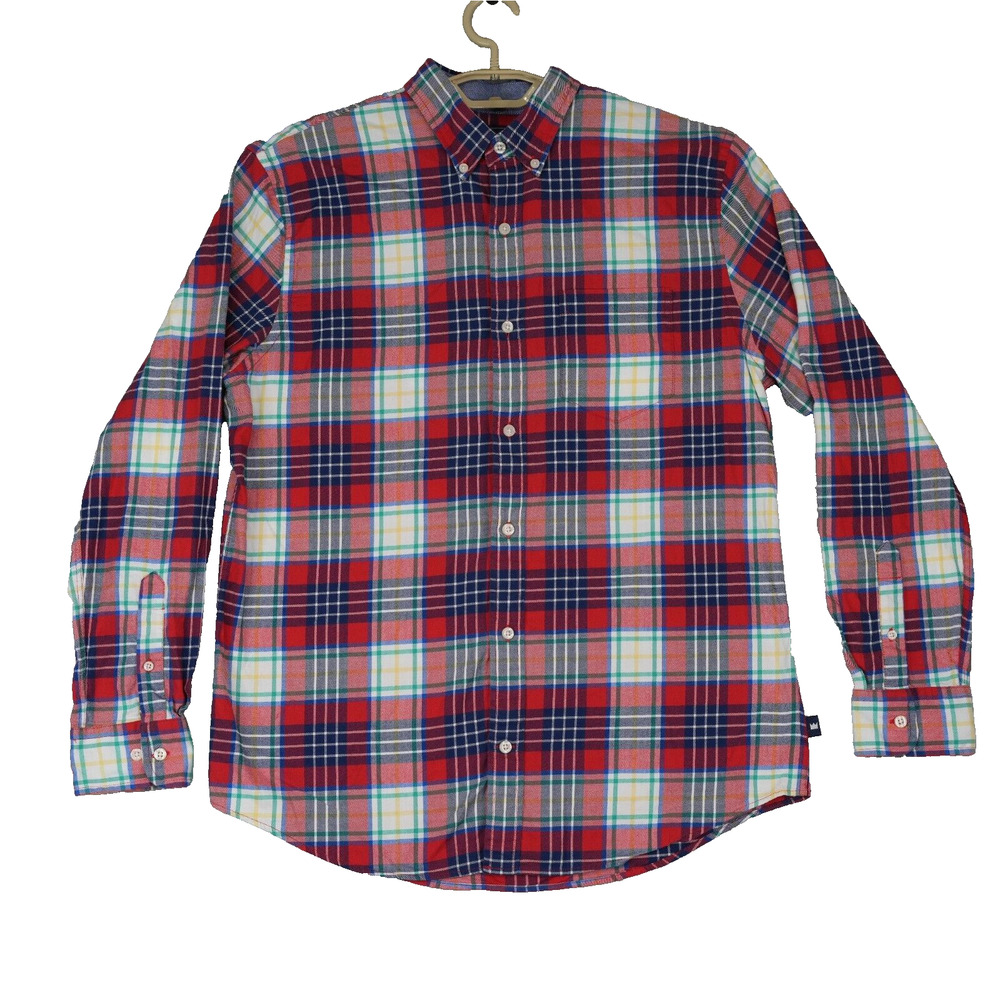 Crown & Ivy Shirt Mens M Classic Fit Button Down Long Sleeve Red Plaid Stretch